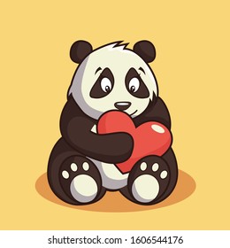 Cartoon drawing of tender valentine bear panda