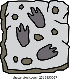 A cartoon drawing of three animal feet on a rock. The feet are black and grey, and the rock is grey and rough. The drawing has a playful and whimsical mood, as if it were a drawing of a cartoon animal