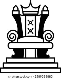 A cartoon drawing of a throne with a crown on top