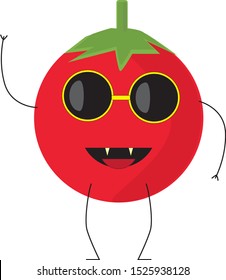 cartoon drawing of tomato with face