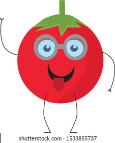 cartoon drawing of tomato with face