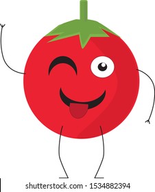 cartoon drawing of tomato with face