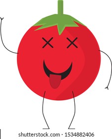 cartoon drawing of tomato with face
