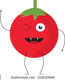 cartoon drawing of tomato with face