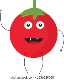 cartoon drawing of tomato with face