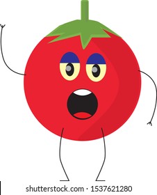 cartoon drawing of tomato with face