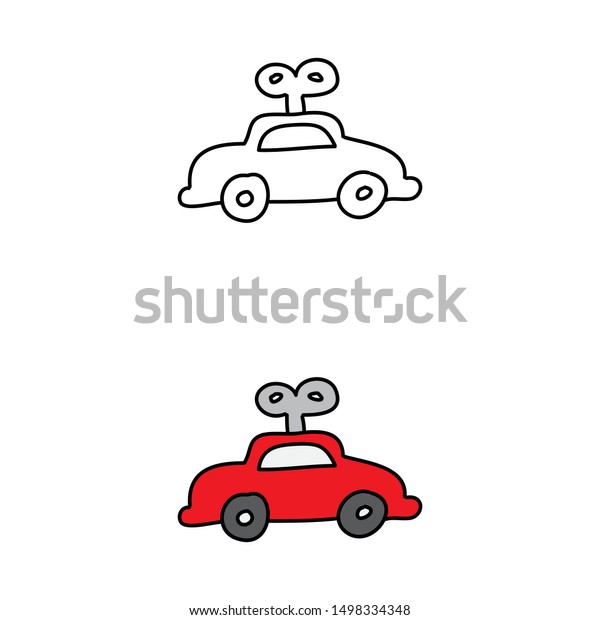 cartoon drawing of a toy\
car