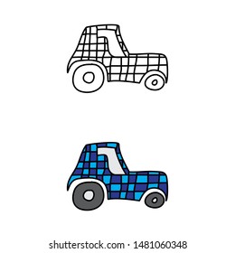 cartoon drawing of a tractor