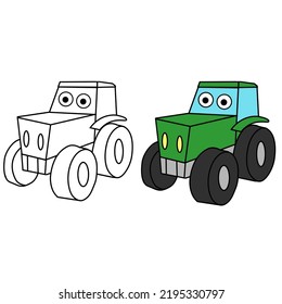 Dibujo de dibujos animados de un tractor. 