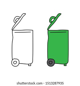 cartoon drawing of a trash bin