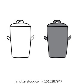 cartoon drawing of a trash bin