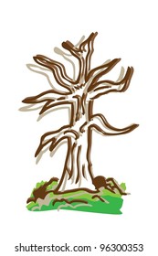 cartoon drawing tree with color. vector illustration (cute tree)