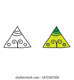 cartoon drawing of a triangle with abstract pattern