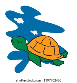 Cartoon drawing of a turtle on a white background