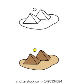 cartoon drawing of two pyramids