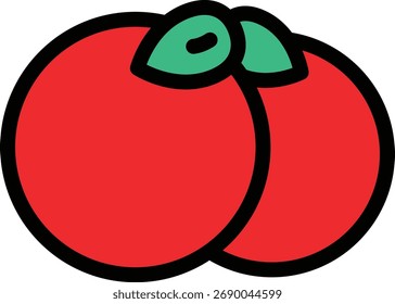 um desenho animado de duas cerejas vermelhas