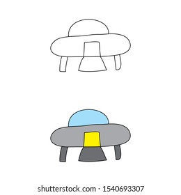 cartoon drawing of a UFO
