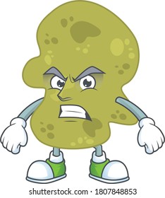 cartoon drawing of verrucomicrobia showing angry face. Vector illustration