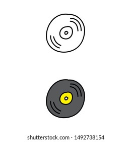 cartoon drawing of a vinyl record