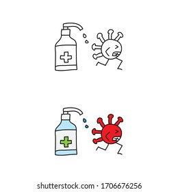 cartoon drawing of a virus 