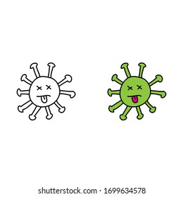 cartoon drawing of a virus mascot