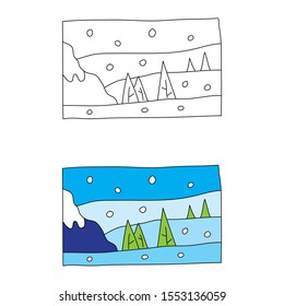 cartoon drawing of a winter landscape
