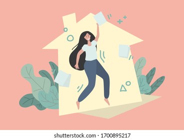 Cartoon drawing of women who work at home Is a vector image or illustration that can be used for various designs and media.