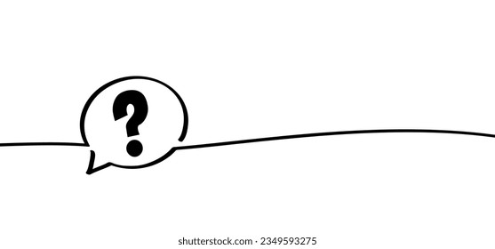 Cartoon drawn line paptern. continuous bubble with question mark. Swearing, dialogue, speaking people icon. Talk or chat pictogram. Talking, speech bubble symbol. Cloud, Faq idea.