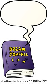 cartoon dream journal with speech bubble in smooth gradient style