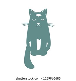 Cartoon dreaming cat . Funny cool character. Vector illustration.