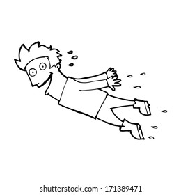 cartoon drenched man flying