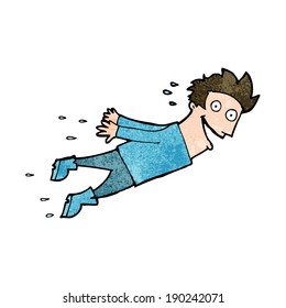 cartoon drenched man flying