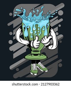 cartoon drinking glass t  shirt design illustration