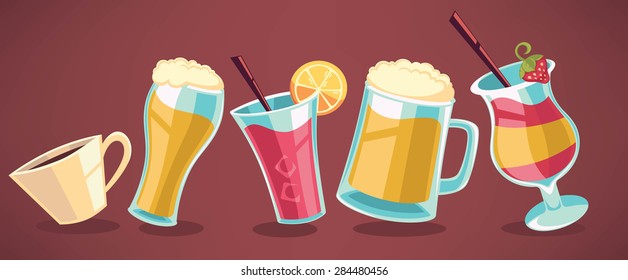 cartoon drinks collection for your menu