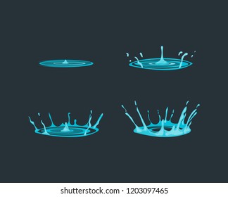Cartoon Dripping Water Effect Set Various Types on a Dark Background Decorative Element Concept for Ad Flat Design. Vector illustration