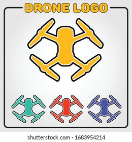 Cartoon Drone Colored Logo - Flat and simple Vector Illustration