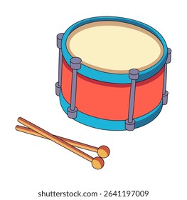 Cartoon Drum And Stick Simple Design Icon Digital Source 