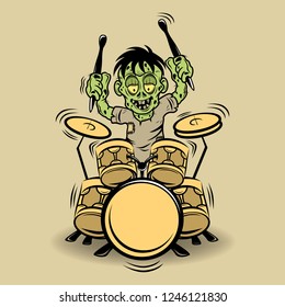 Cartoon drumming zombie