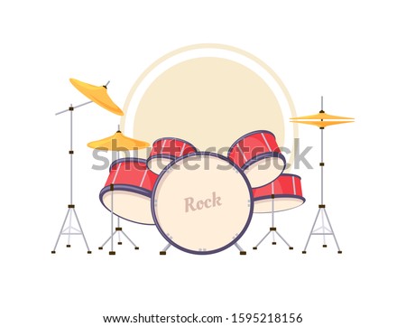 Cartoon drums. Vector illustration of a drum kit isolated on a white background.