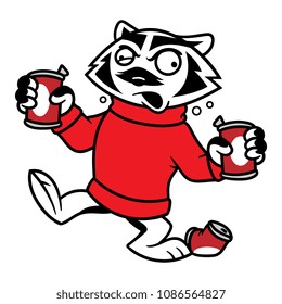 Cartoon Drunk Badger Character