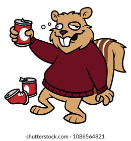 Cartoon Drunk Squirrel Character