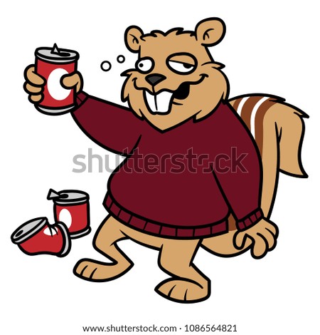 Cartoon Drunk Squirrel Character