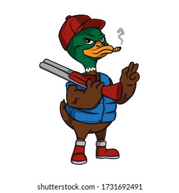 Cartoon Duck Character Holding A Shotgun Weapon