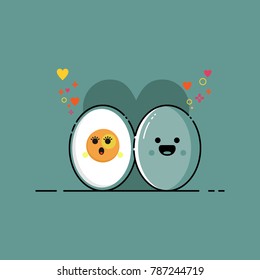 Cartoon duck egg with a sense of love, very happy