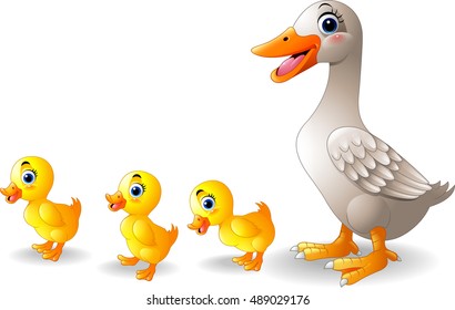 Cartoon Duck Family Cartoon