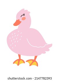 Cartoon duck. Farm animal. Vector illustration