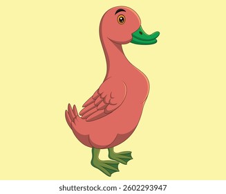Cartoon duck isolated on white background vector illustration