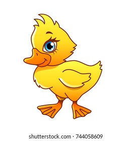Cartoon duck isolated on white vector illustration