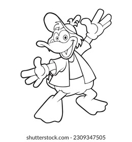 Cartoon Duck line art design