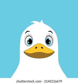 Cartoon duck on a blue background